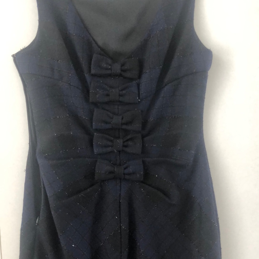 DvF plaid navy and black wool midi dress